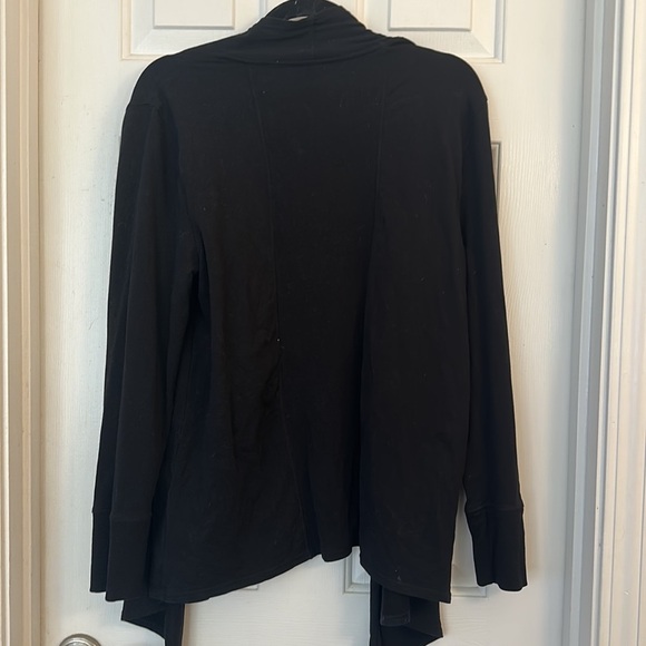 Chicos zenergy black drape front cardigan jacket cotton modal size 8/10 - Picture 7 of 8